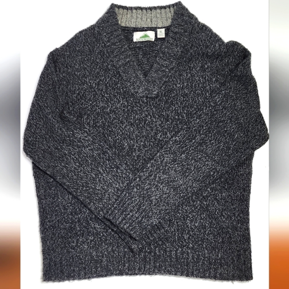 Rockingham V-Neck Long Sleeve Charcoal Gray Men's Sweater Size XL